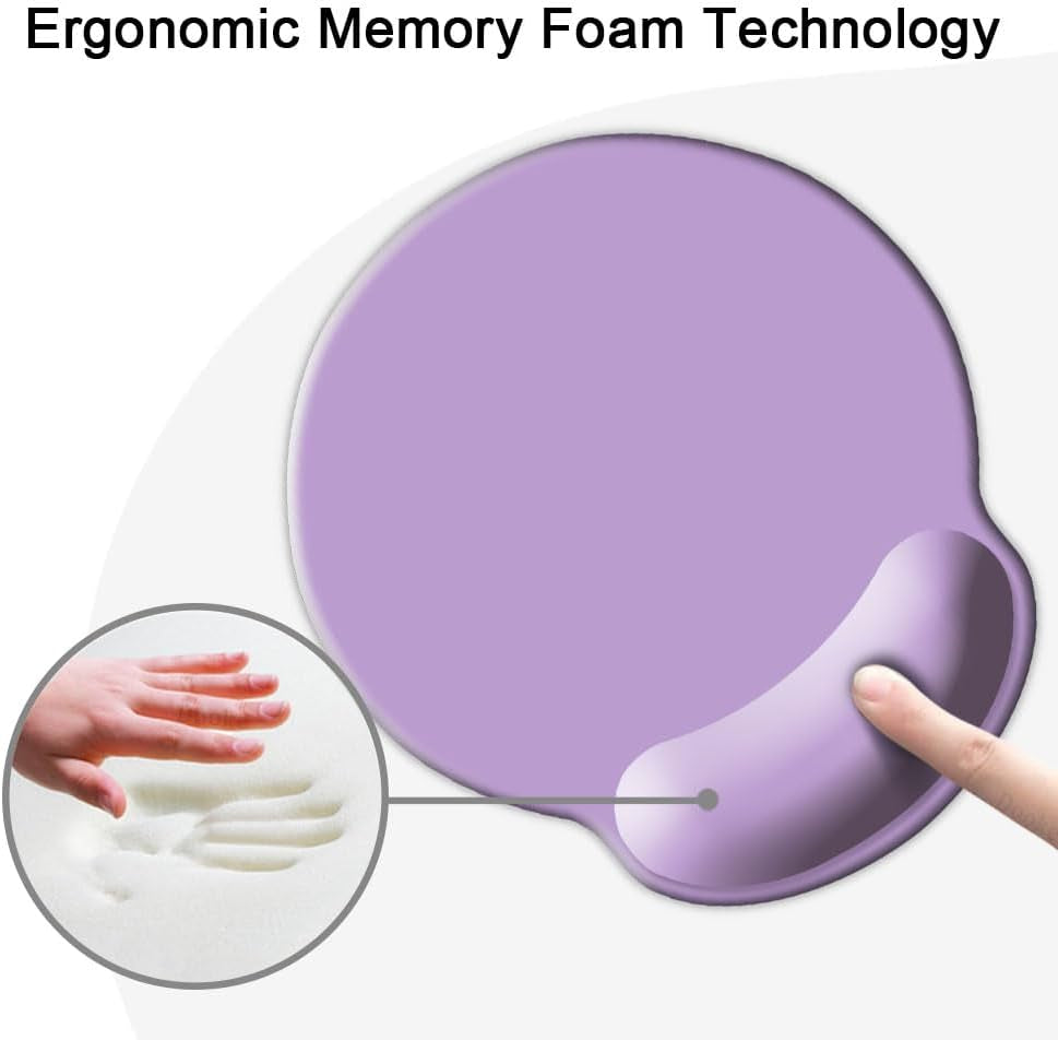 Ergonomic Mouse Pad with Wrist Support, Cute Wrist Pad with Non-Slip Rubber Base for Computer, Laptop, Home Office Gaming, Working, Easy Typing & Pain Relief,Clove Purple