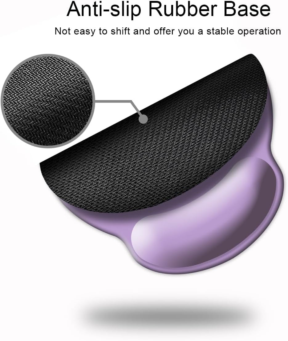 Ergonomic Mouse Pad with Wrist Support, Cute Wrist Pad with Non-Slip Rubber Base for Computer, Laptop, Home Office Gaming, Working, Easy Typing & Pain Relief,Clove Purple